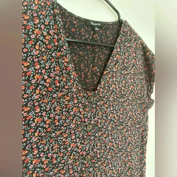 Madewell Easy Midi Button Down V Neck Dress in Fieldwalk Floral Size Small - Picture 7 of 11
